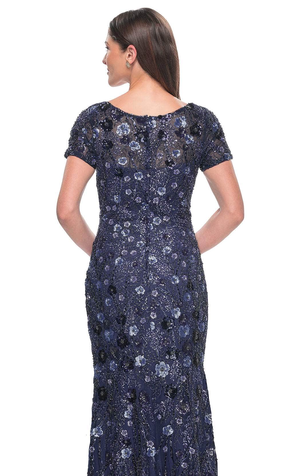 Sim - V-Neck Sparkling Floral Embellished Evening Dress Mother of the Bride Dresses