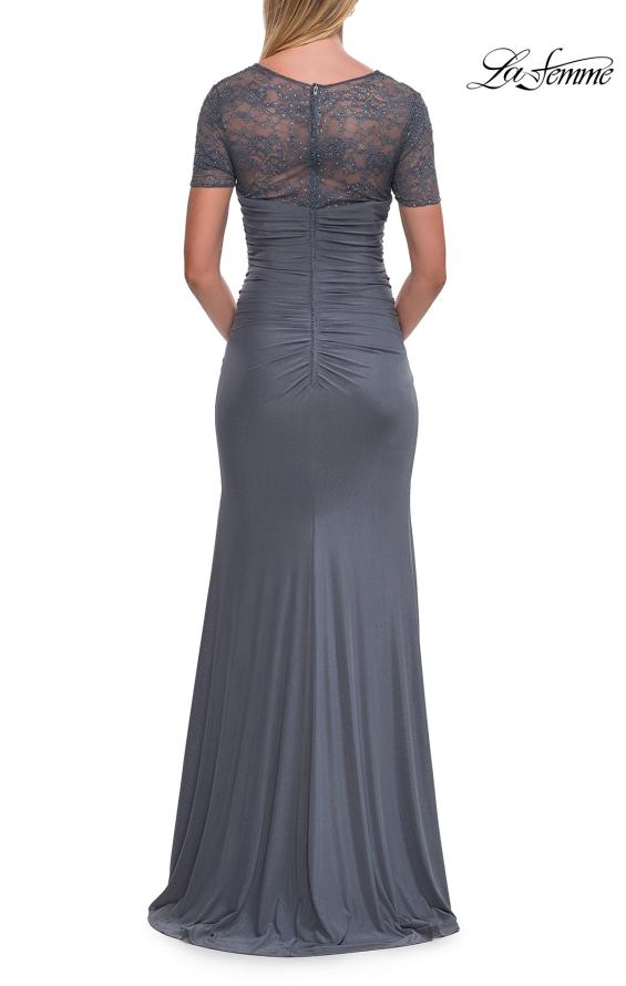 La Femme 33161 - Lace Embellished Draped Formal Gown