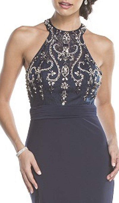 Sleeveless High Halter Sheath Evening Gown Dress