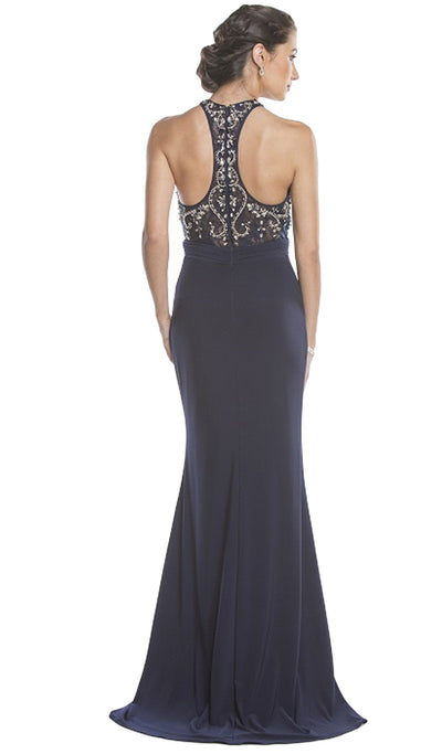 Sleeveless High Halter Sheath Evening Gown Dress