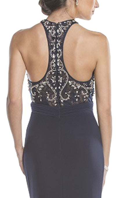 Sleeveless High Halter Sheath Evening Gown Dress