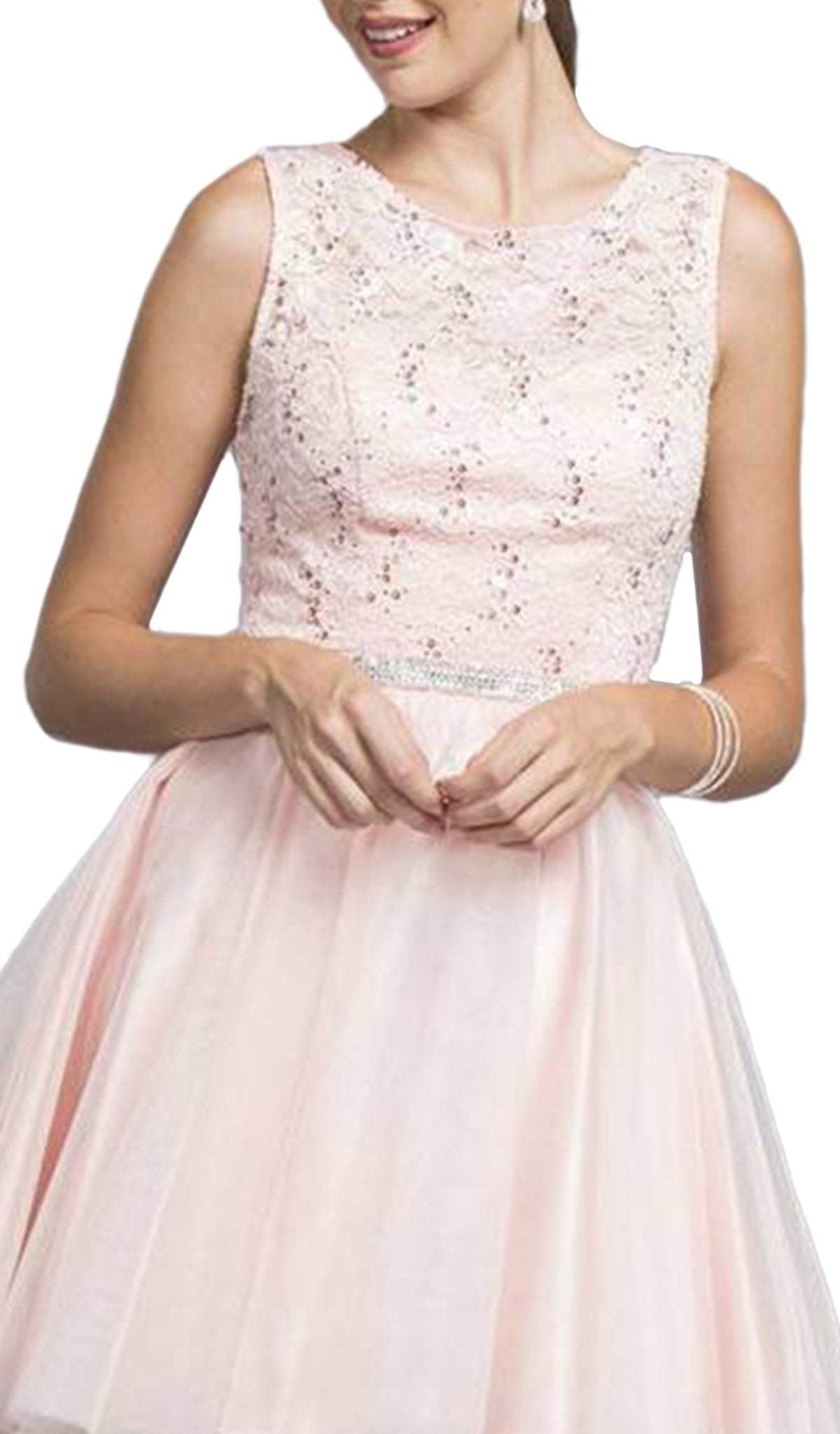 Sleeveless Lace and Tulle Cocktail Dress Homecoming Dresses