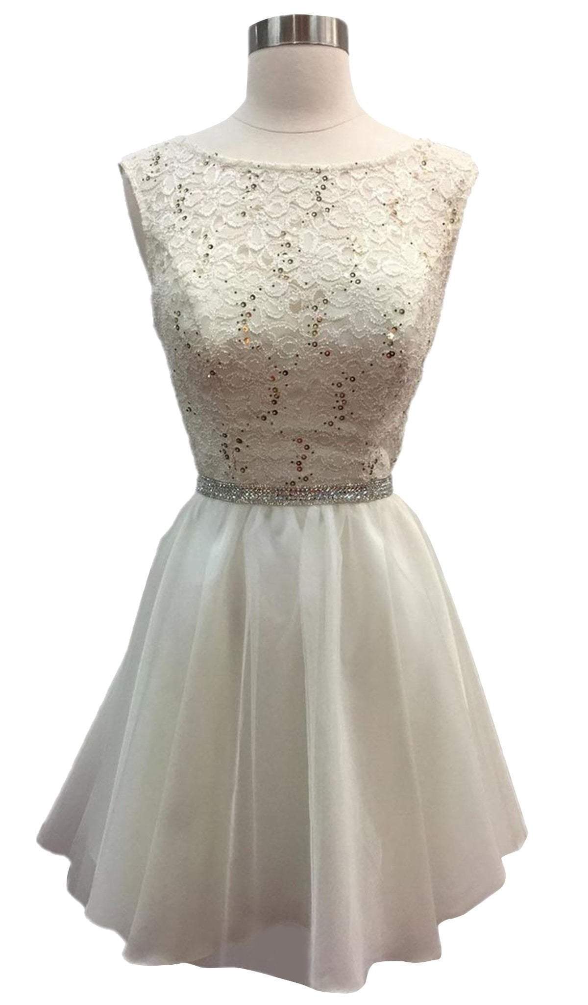 Sleeveless Lace and Tulle Cocktail Dress Homecoming Dresses XXS / Off White