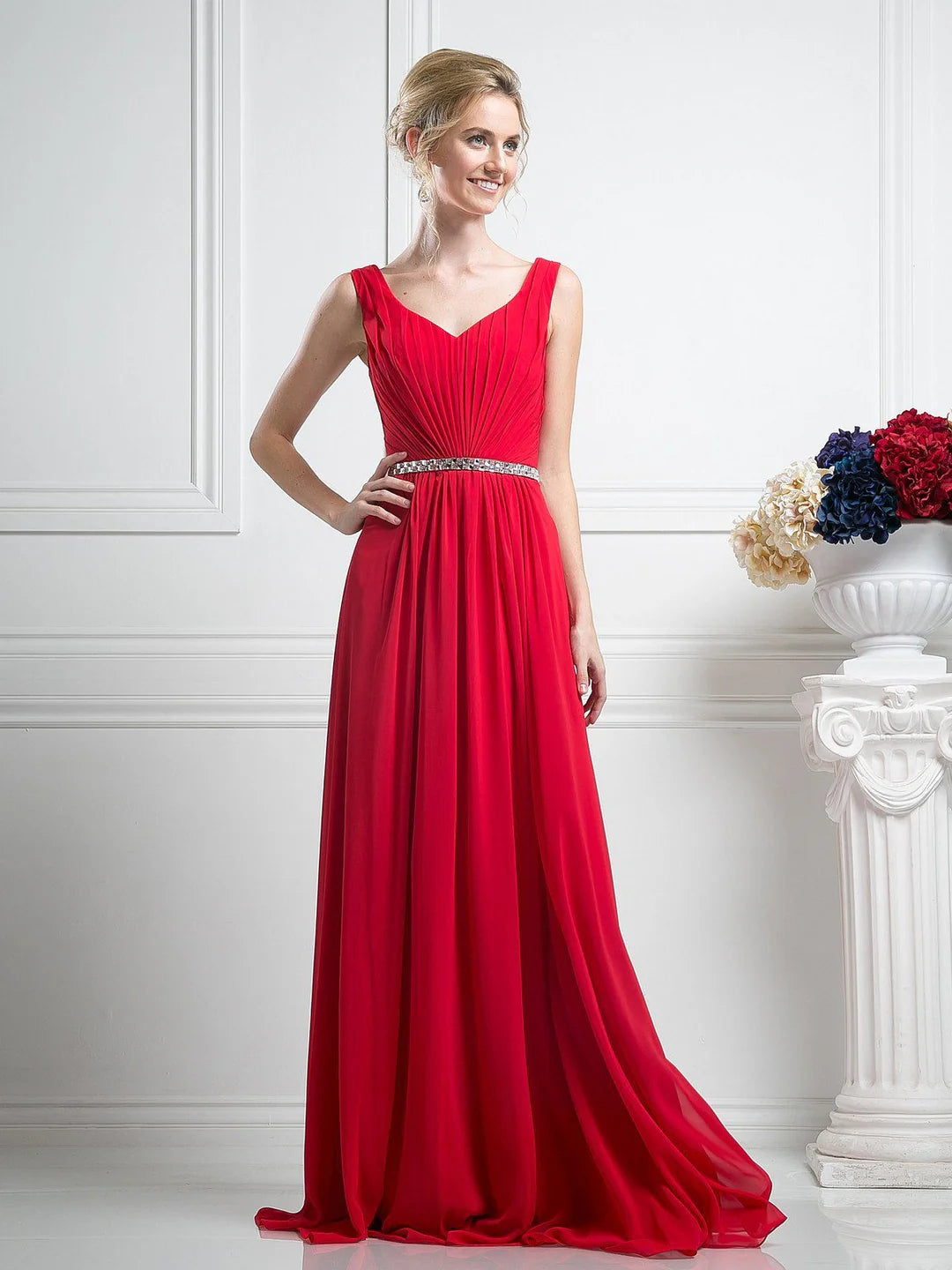 Ladivine W0014 - A-Line Chiffon Gown