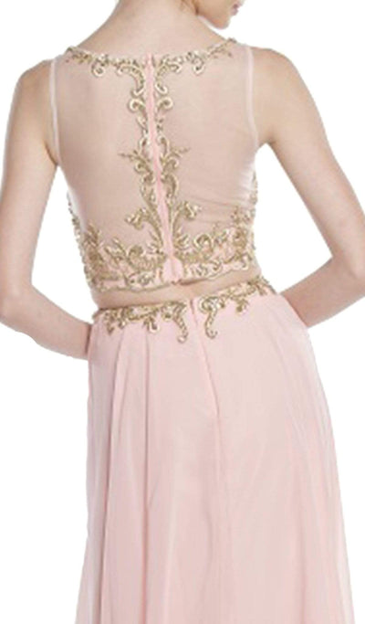 Sleeveless Sheer Bateau A-line Prom Dress Dress