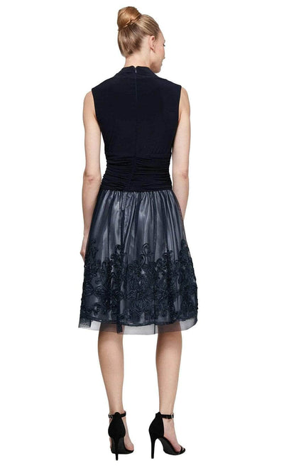 S.L. Fashions - 110884M Ruching V-neck Formal Dress - 1 pc Navy In Size 8 Available Cocktail Dresses 8 / Navy