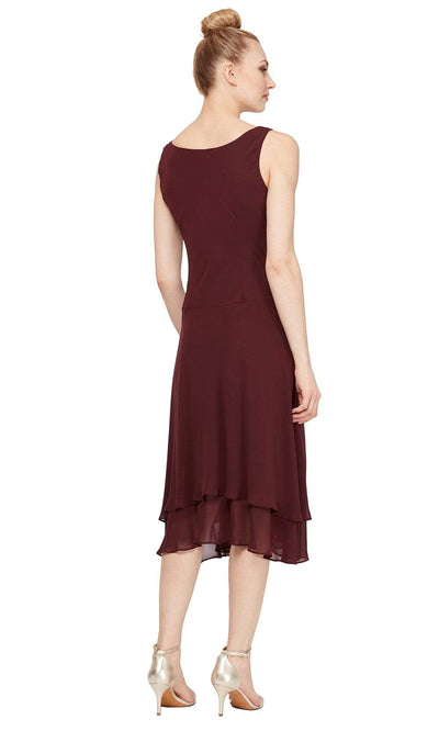 S.L. Fashions - 116184 Bejeweled Scoop Neck Chiffon Dress With Jacket Wedding Guest