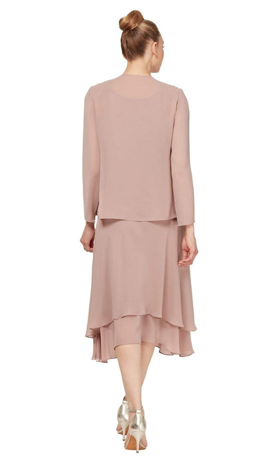 S.L. Fashions - 116184 Bejeweled Scoop Neck Chiffon Dress With Jacket Wedding Guest