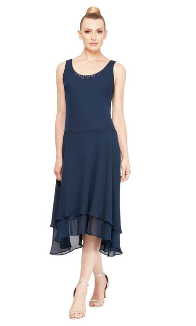 S.L. Fashions - 116184 Bejeweled Scoop Neck Chiffon Dress With Jacket Wedding Guest
