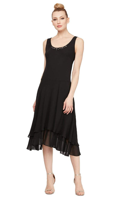 S.L. Fashions - 116184 Bejeweled Scoop Neck Chiffon Dress With Jacket Wedding Guest