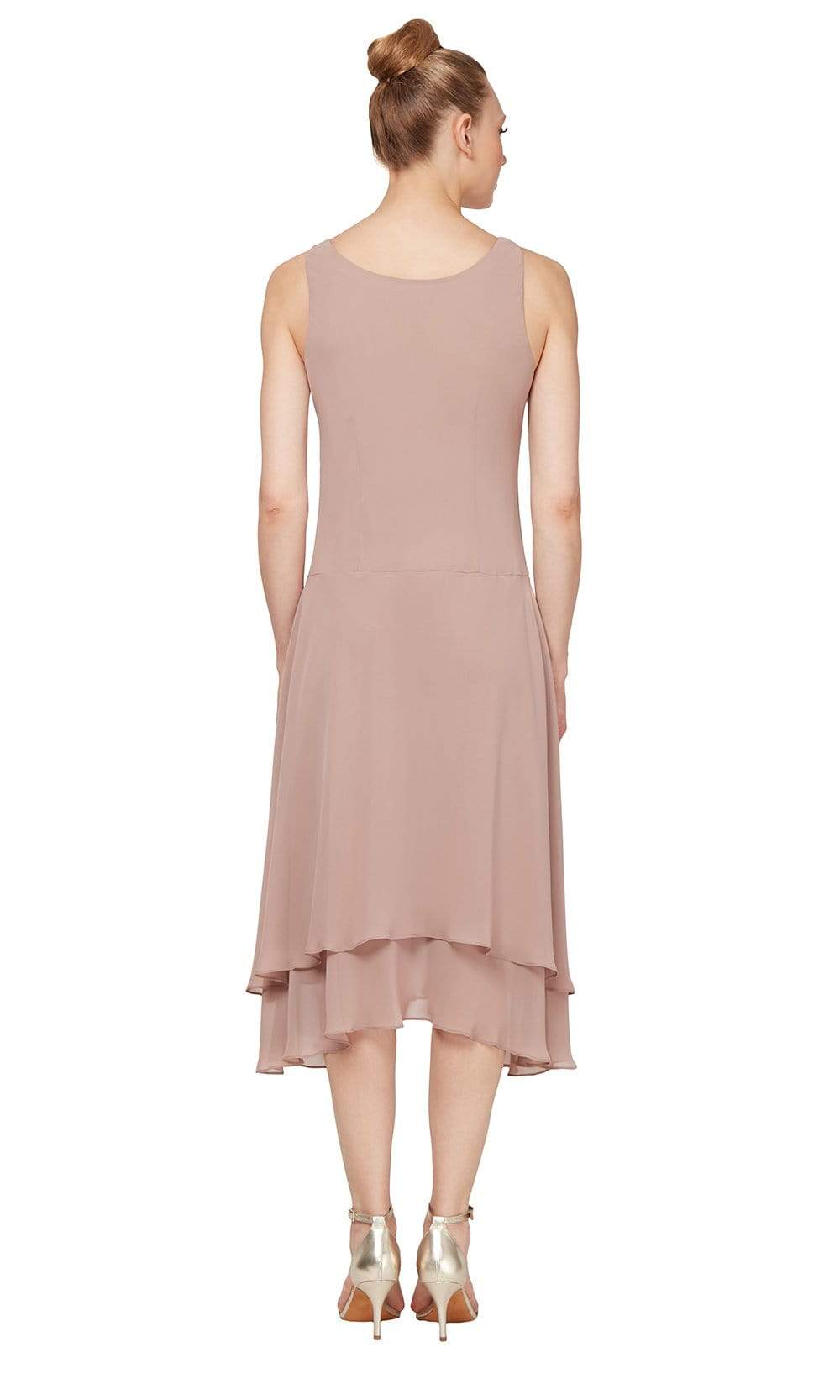 S.L. Fashions - 116184 Bejeweled Scoop Neck Chiffon Dress With Jacket Wedding Guest