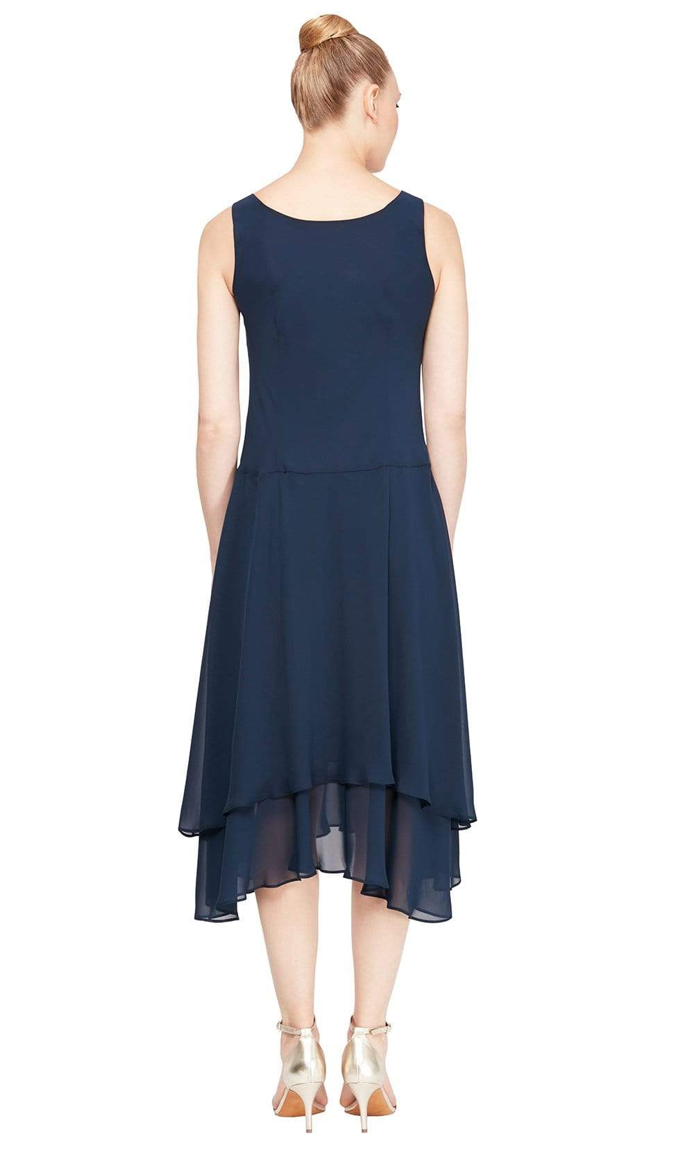 S.L. Fashions - 116184 Bejeweled Scoop Neck Chiffon Dress With Jacket Wedding Guest
