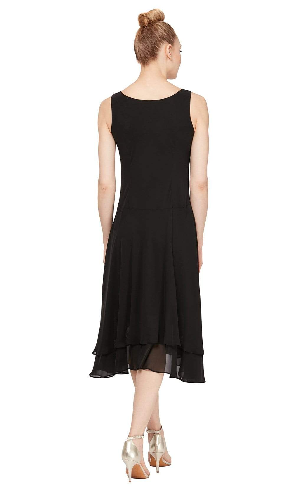 S.L. Fashions - 116184 Bejeweled Scoop Neck Chiffon Dress With Jacket Wedding Guest