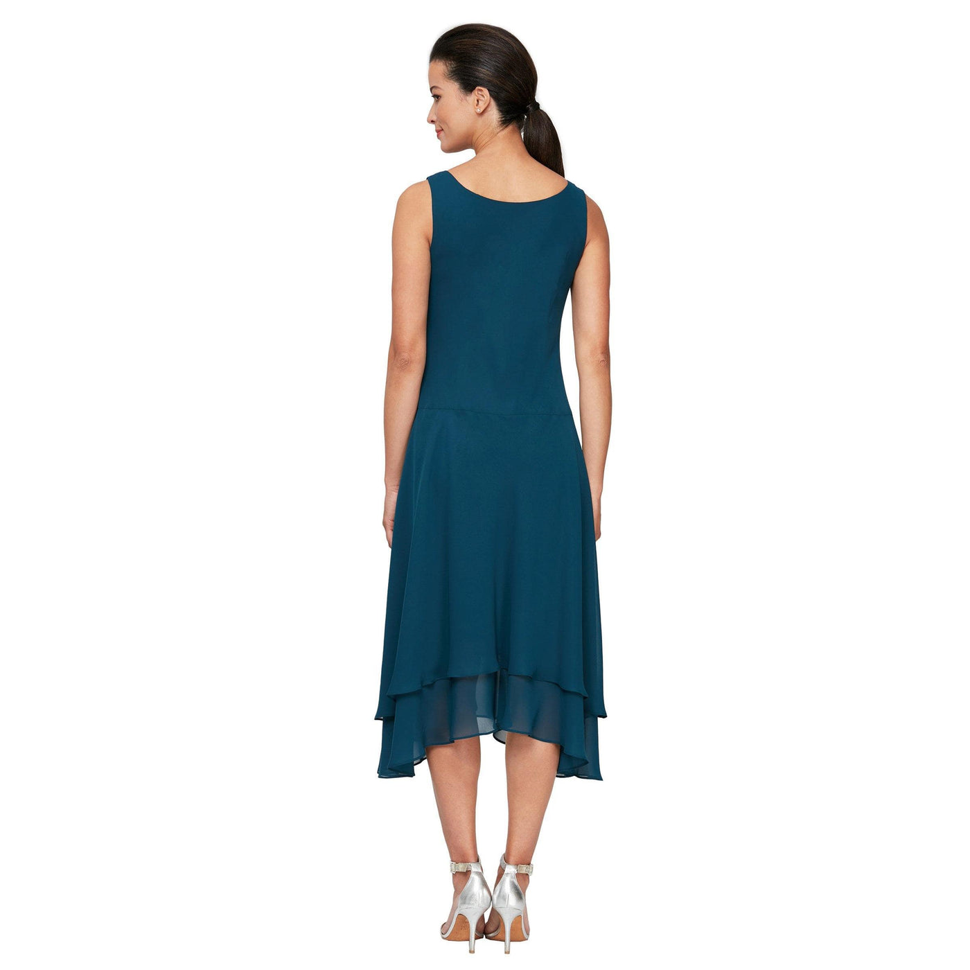 S.L. Fashions - 116184 Bejeweled Scoop Neck Chiffon Dress With Jacket Wedding Guest