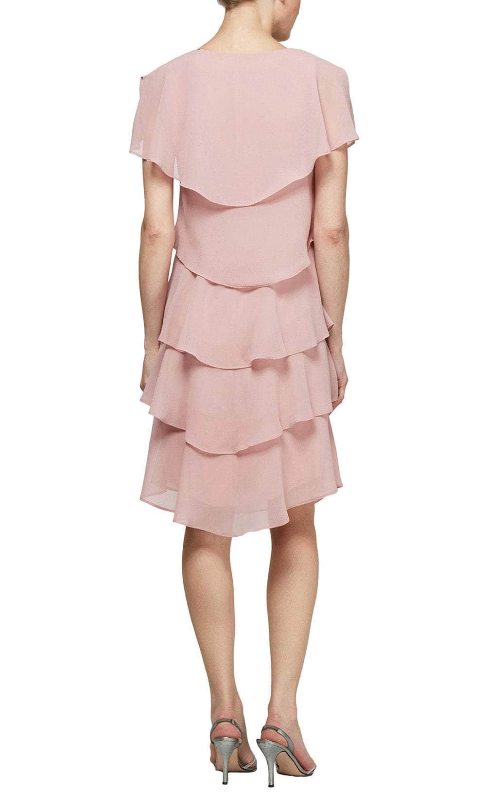 S.L. Fashions 1175251 - Short Sleeve Tiered Evening Dress Wedding Guest