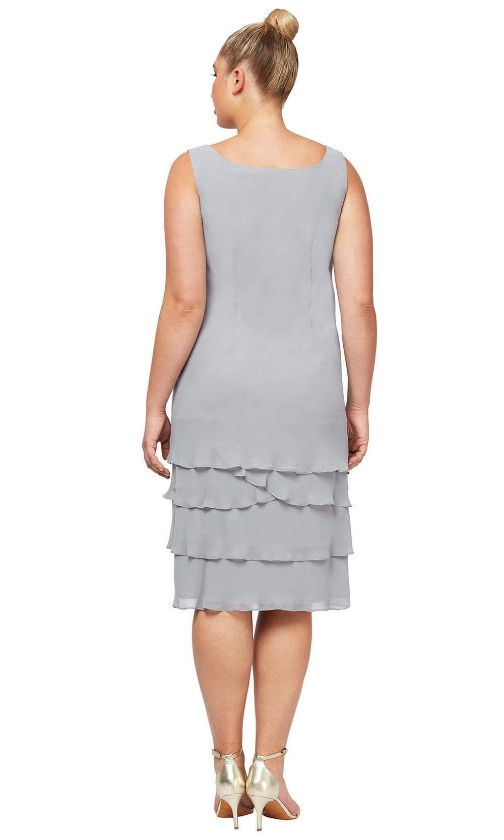 S.L. Fashions - 622372 Beaded Scoop Neck Chiffon Dress With Jacket Cocktail Dresses