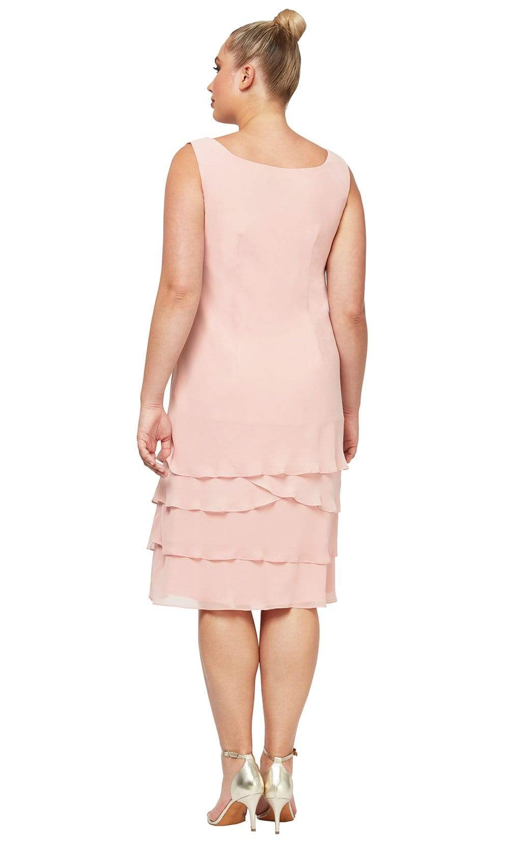 S.L. Fashions - 622372 Beaded Scoop Neck Chiffon Dress With Jacket Cocktail Dresses