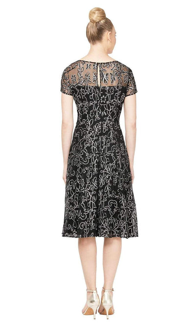 S.L. Fashions - 9120251 Short Sleeve A-Line Dress Cocktail Dresses