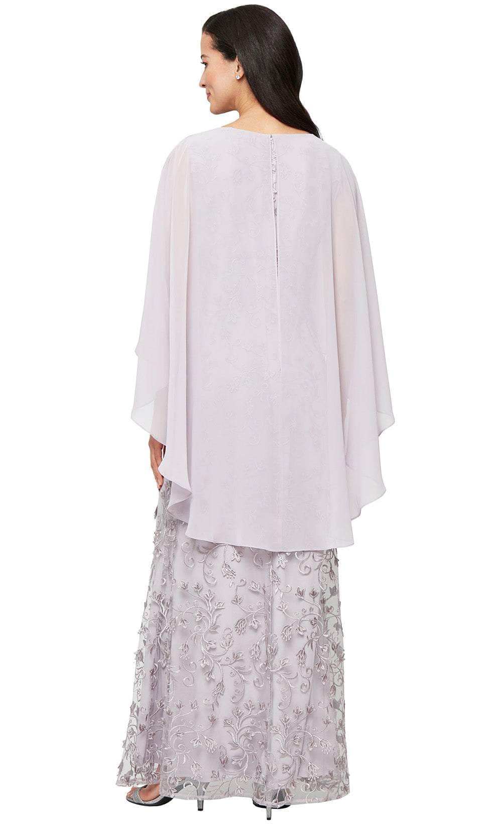 S.L. Fashions 9120321 - Floral Embroidered Gown with Capelet Mother of the Bride Dresses