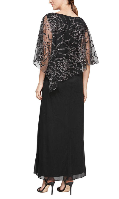 SLNY 9133123 - Asymmetric Sheer Capelet Sheath Gown Mother of the Bride Dresses