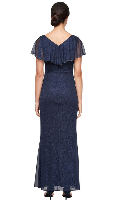 SLNY 9133254 - Capelet Sheath Gown with Ruffle Details Special Occasion Dress