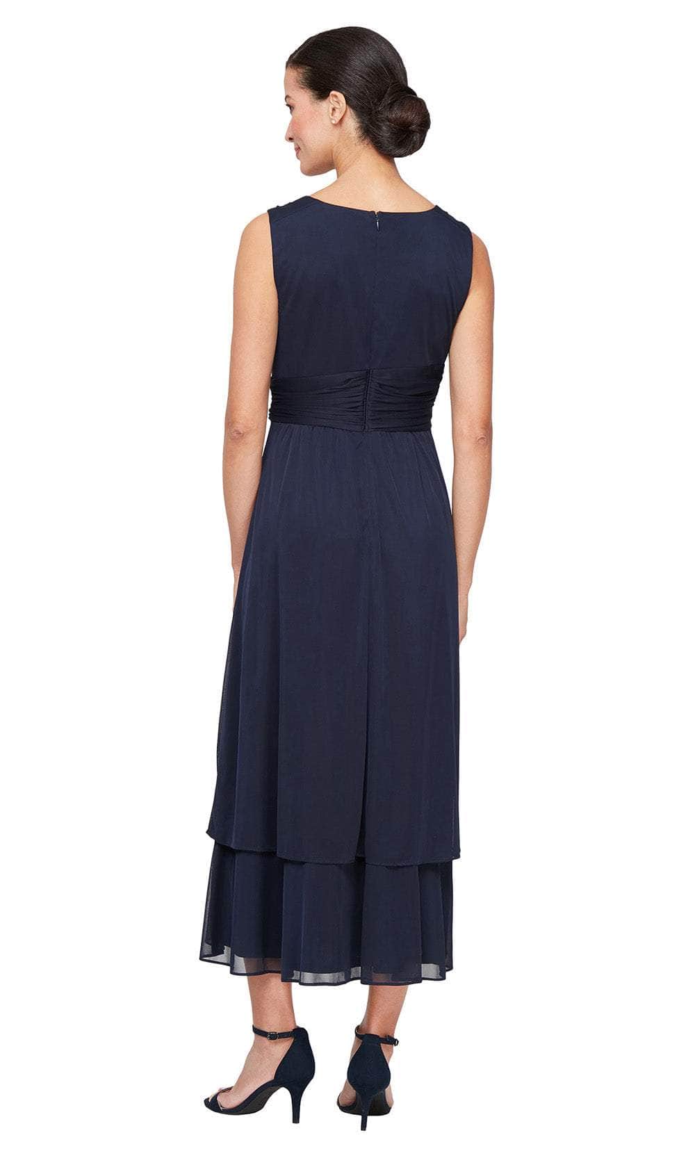 S.L. Fashions 9135251 - Sleeveless V-Neck Dress with Mesh Jacket Wedding Guest