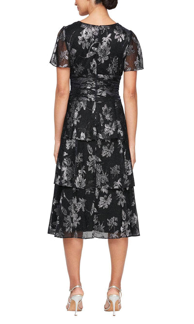 S.L. Fashions 9155206 - Short Sleeve Tiered Evening Dress Cocktail Dresses