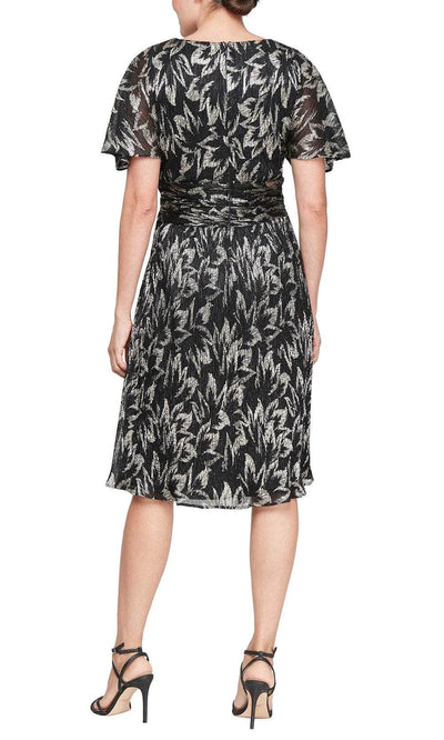 SLNY 9155231 - Printed Short Sleeve Evening Dress Cocktail Dresses