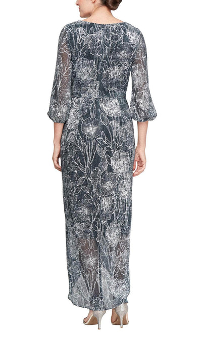 S.L. Fashions 9155232 - Foil Printed V-Neck Evening Dress Mother of the Bride Dresses