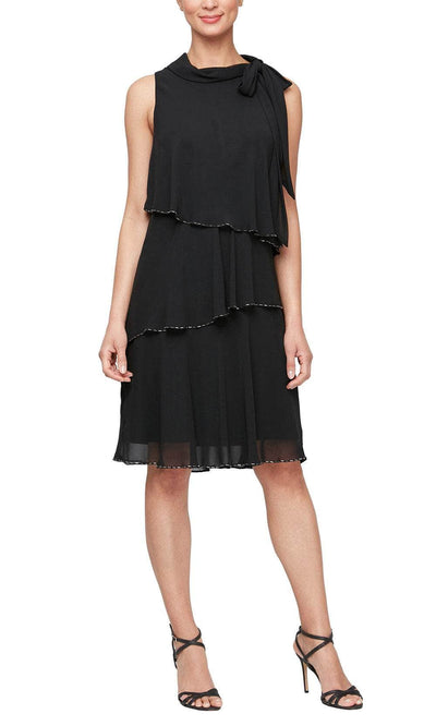 S.L. Fashions 9170728 - Tiered Sleeveless Dress Wedding Guest 4 / Black