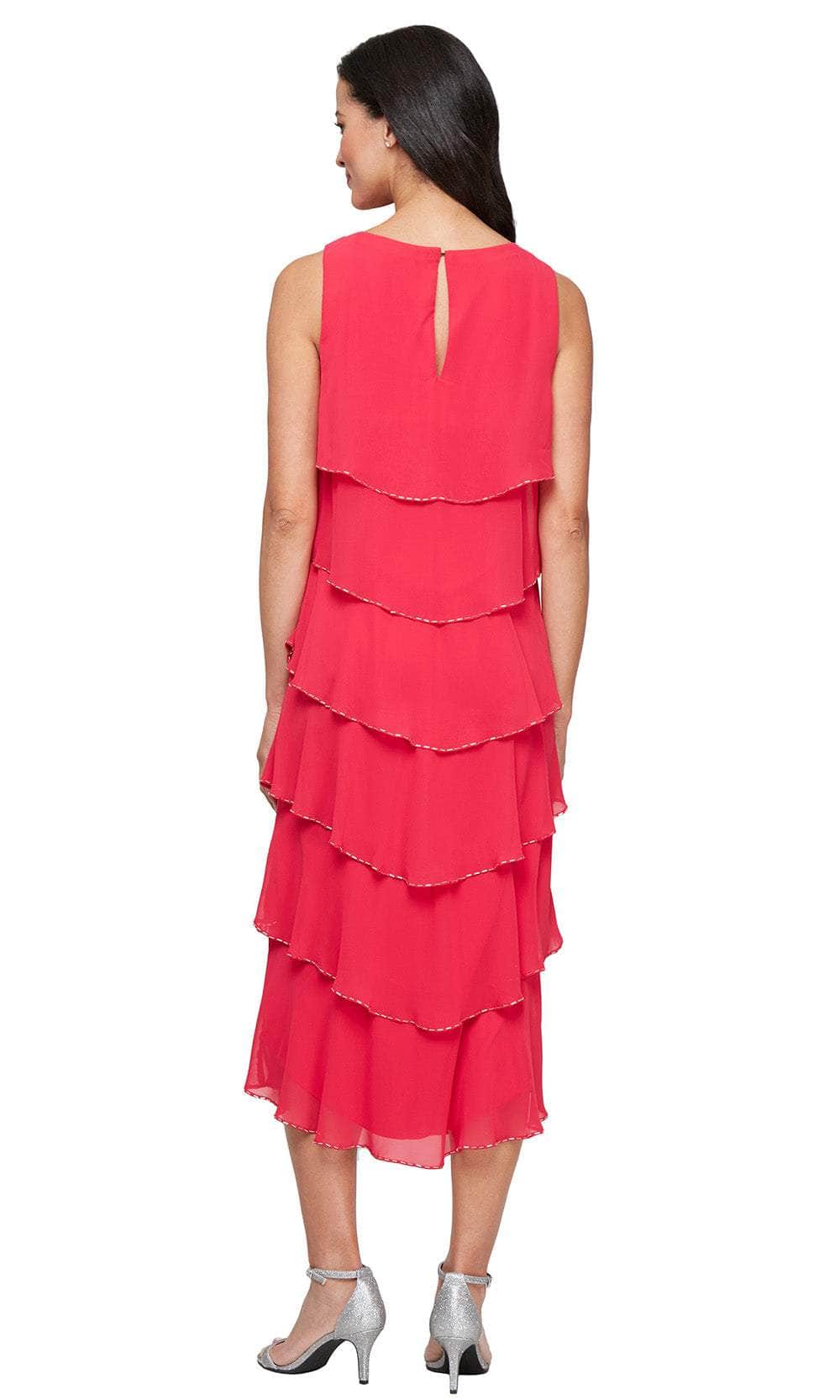 S.L. Fashions 9170734 - Tea-Length A-Line Dress with Bateau Neckline Wedding Guest