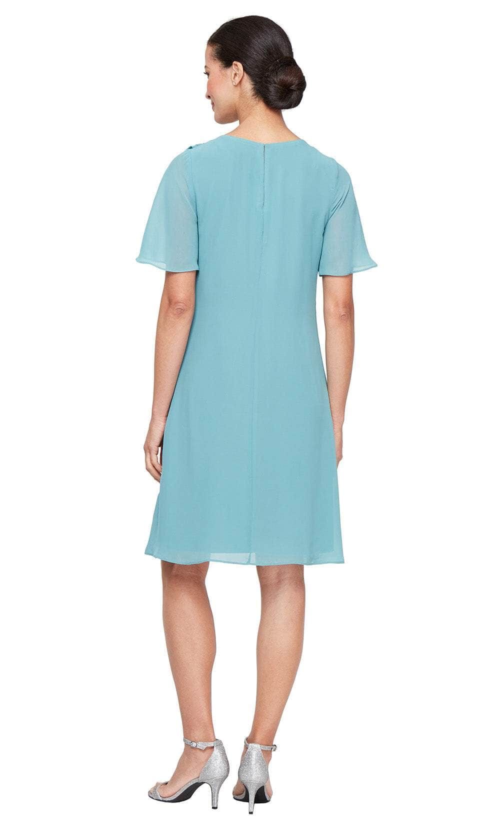 S.L. Fashions 9170737 - Jewel Neck Short Sleeve Formal Dress Wedding Guest
