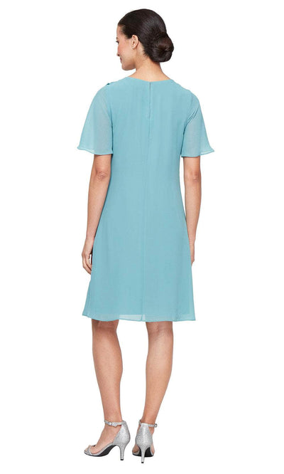 S.L. Fashions 9170737 - Jewel Neck Short Sleeve Formal Dress Wedding Guest