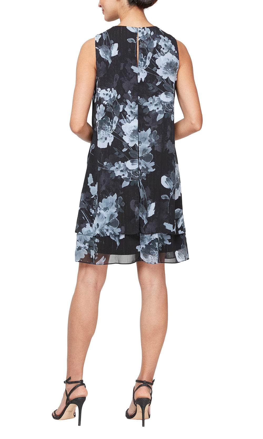 S.L. Fashions 9171927 - Floral Cutout Short Dress Wedding Guest