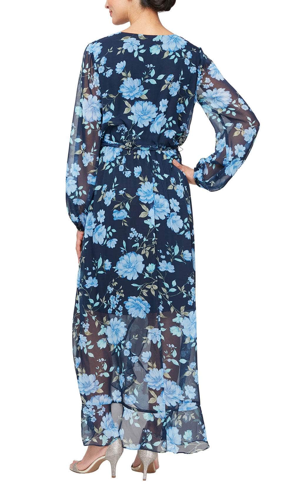 S.L. Fashions 9171942 - Floral Wrap Long Dress Mother of the Bride Dresses