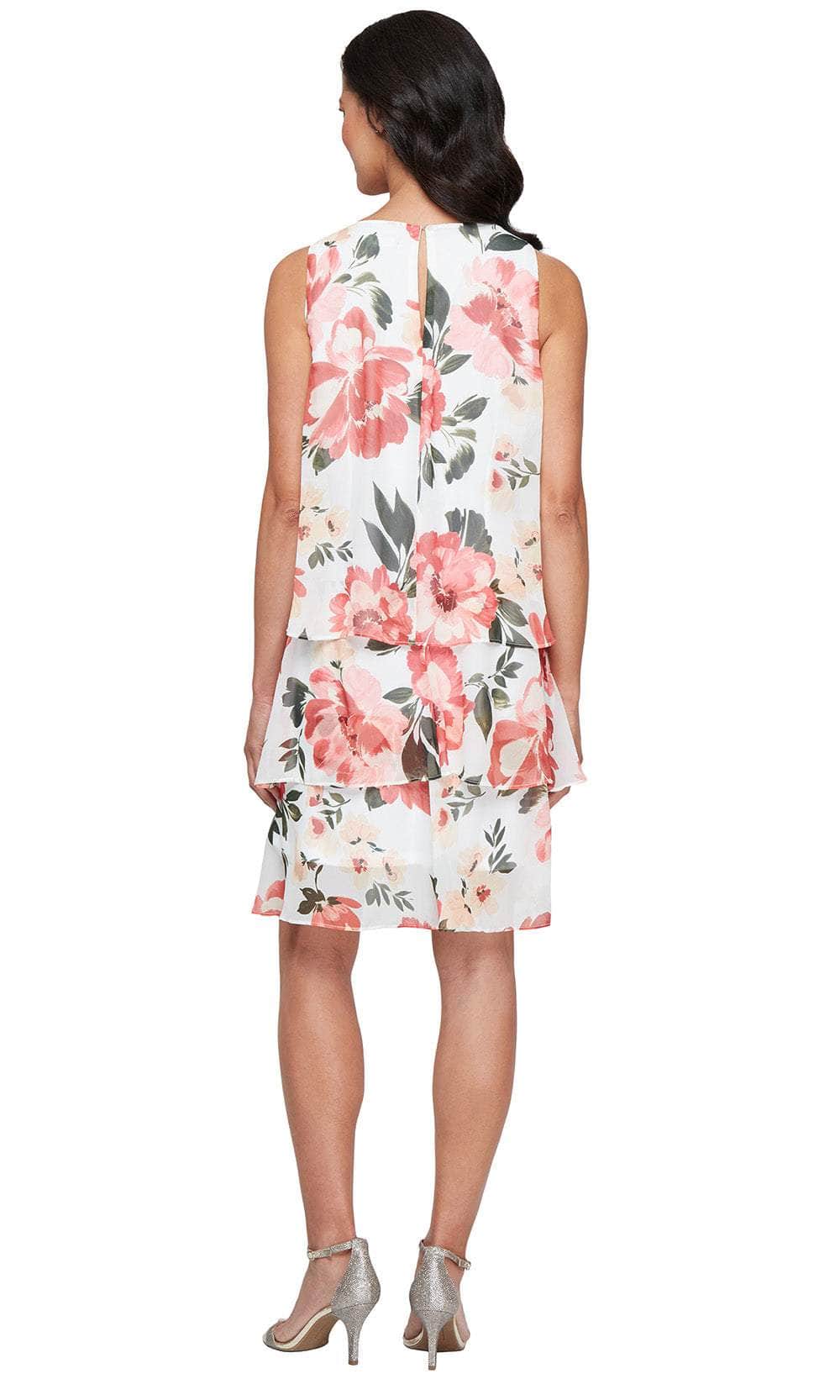 S.L. Fashions 9172106 - Sleeveless Chiffon Floral Dress Wedding Guest