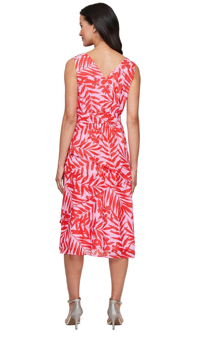 S.L. Fashions 9172109 - Tiered Floral Sleeveless Chiffon Dress Wedding Guest
