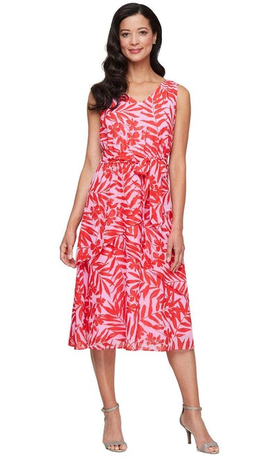 S.L. Fashions 9172109 - Tiered Floral Sleeveless Chiffon Dress Wedding Guest