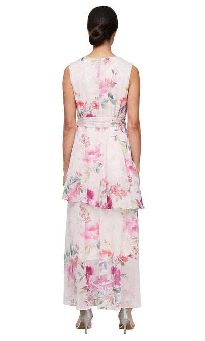 S.L. Fashions 9172134 - Floral Print V-Neck Chiffon Dress Wedding Guest