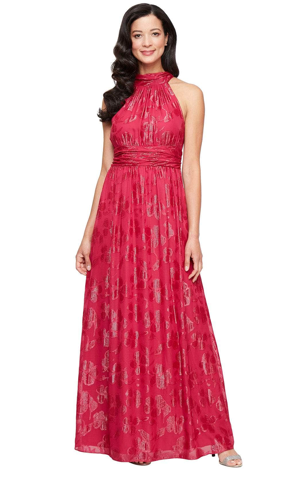 SLNY 9174119 - A-Line Skirt Burnout Chiffon Gown Evening Dresses