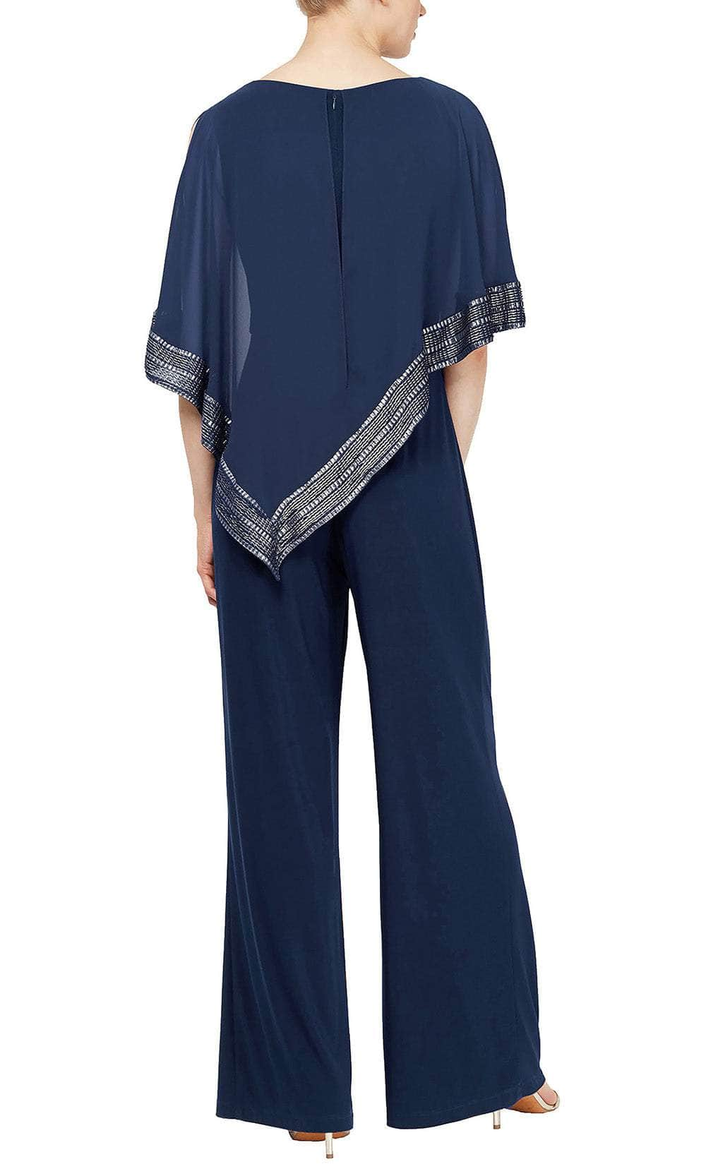 SLNY 9177331 - Cape Overlay Jumpsuit Formal Pantsuit