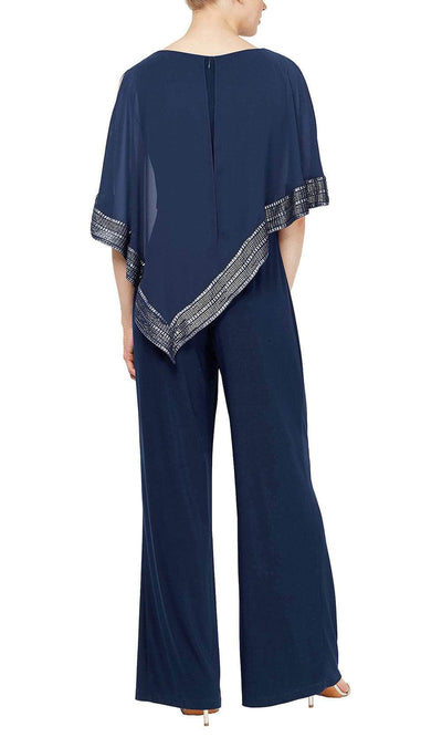 SLNY 9177331 - Cape Overlay Jumpsuit Formal Pantsuit