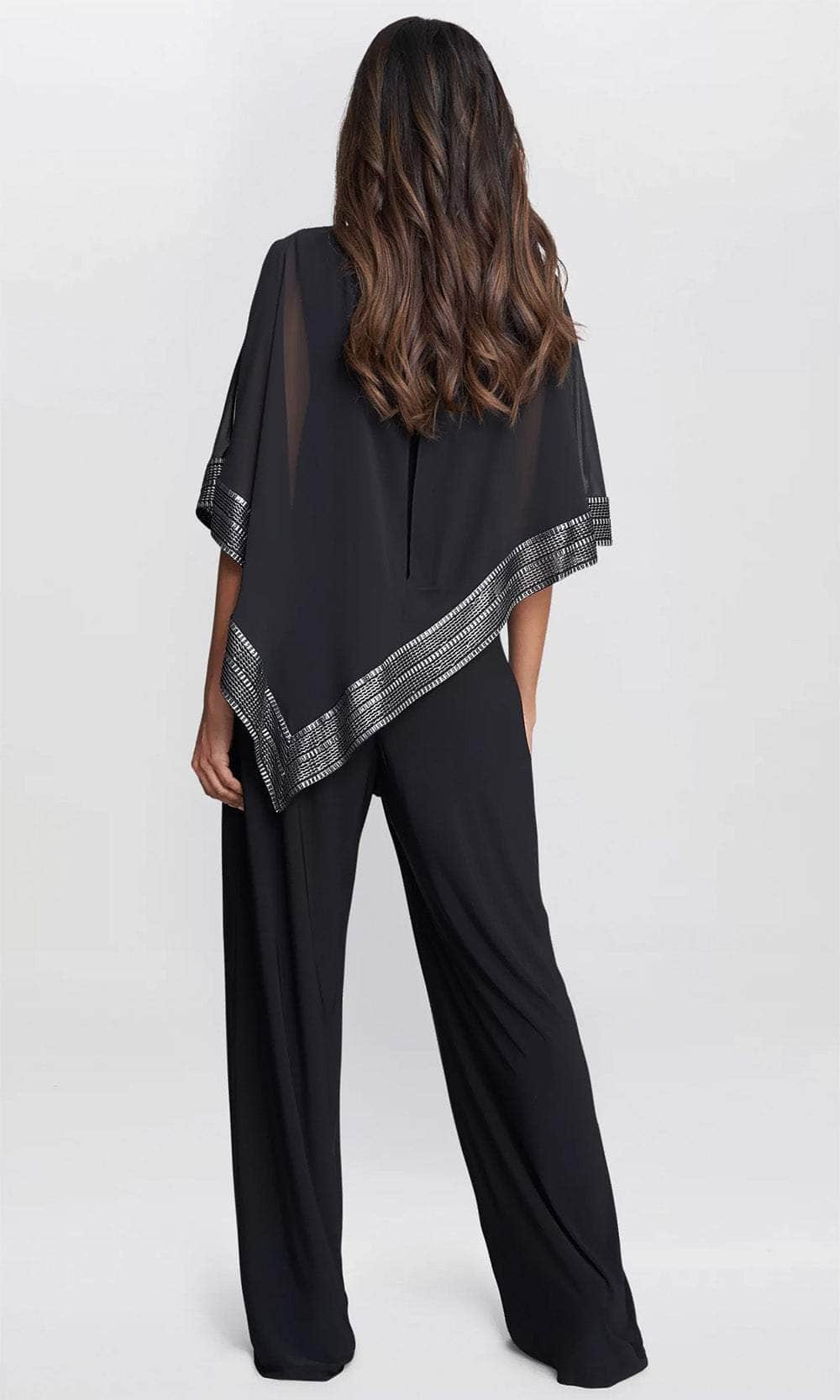 SLNY 9177331 - Cape Overlay Jumpsuit Formal Pantsuit