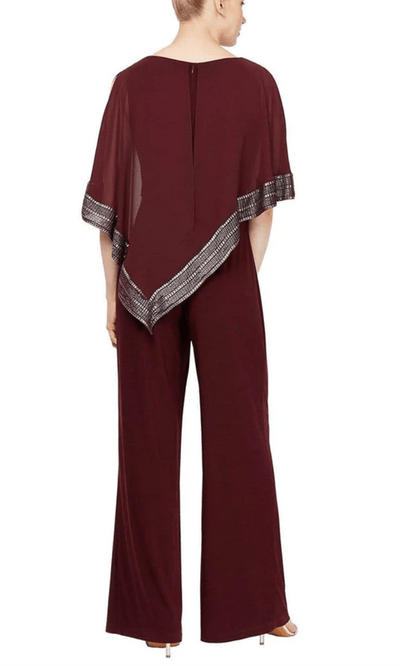 S.L. Fashions 9177331 - Cape Overlay Jumpsuit Formal Pantsuit