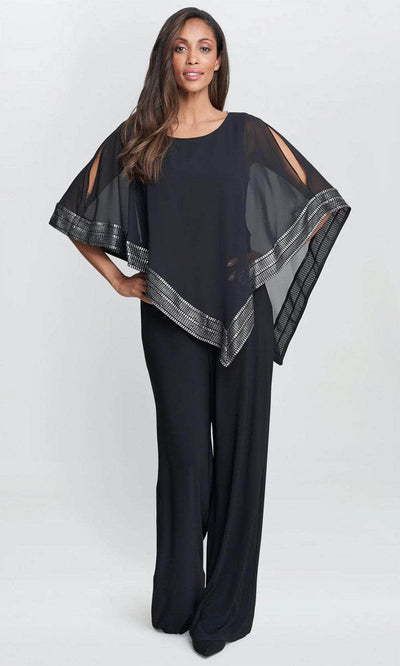 S.L. Fashions 9177331 - Cape Overlay Jumpsuit Formal Pantsuit 4 / Black