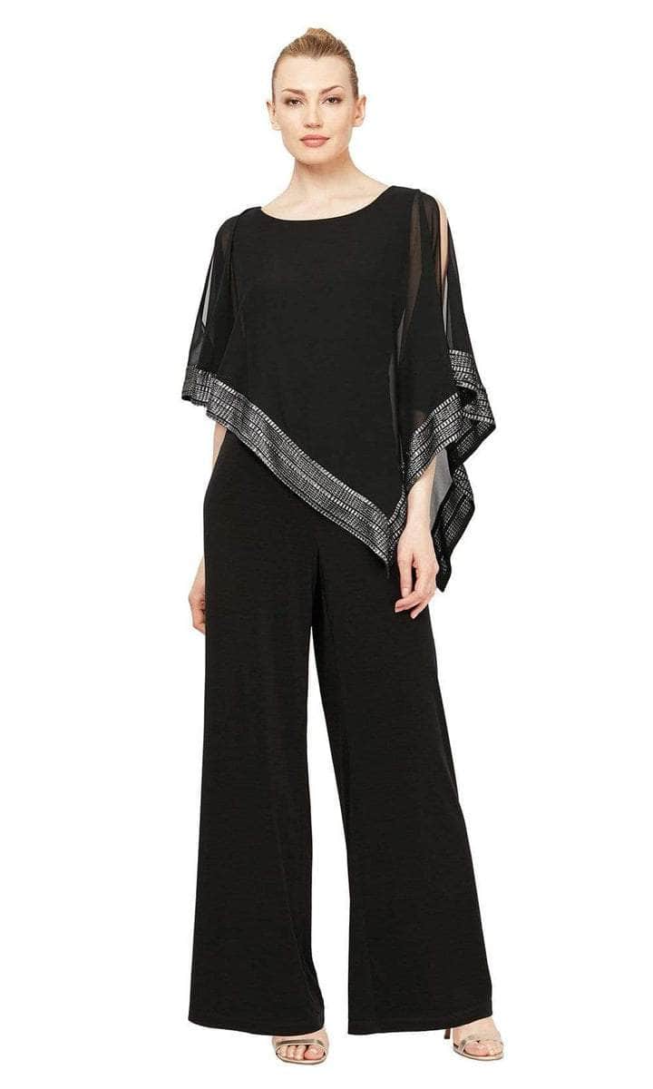 S.L. Fashions - 9177331 Sheer Scoop Neck Jumpsuit - 1 pc Fig In Size 12 Available CCSALE 12 / Fig