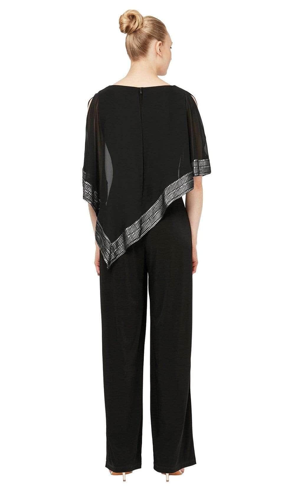 S.L. Fashions - 9177331 Sheer Scoop Neck Jumpsuit CCSALE