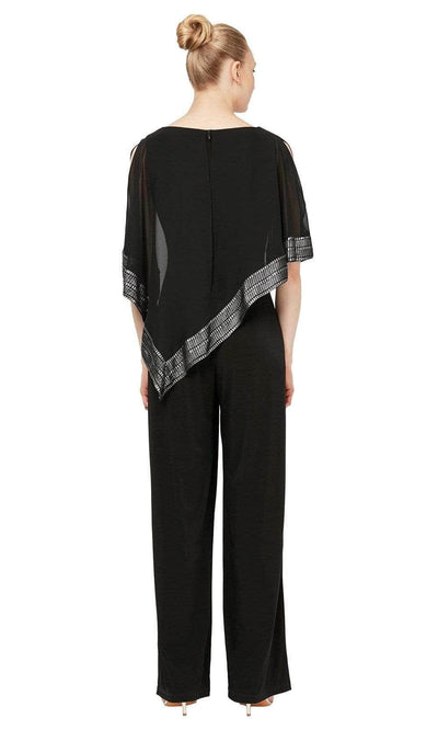 S.L. Fashions - 9177331 Sheer Scoop Neck Jumpsuit CCSALE