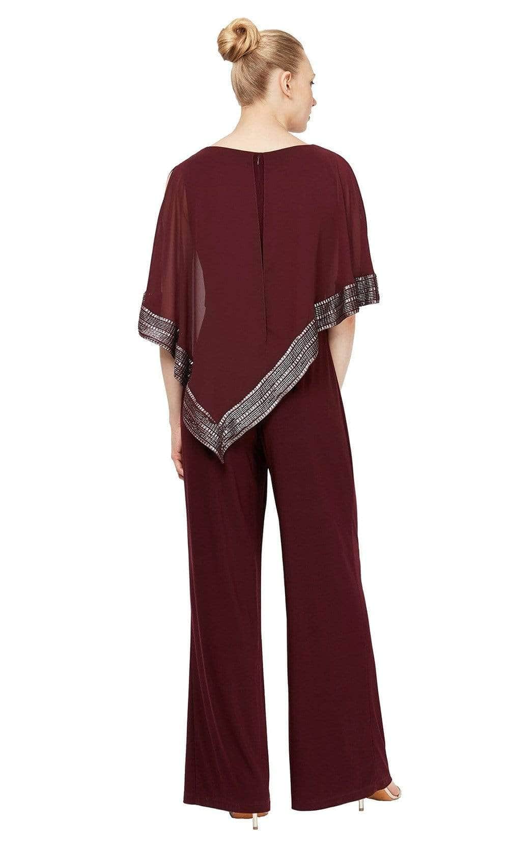 S.L. Fashions - 9177331 Sheer Scoop Neck Jumpsuit CCSALE