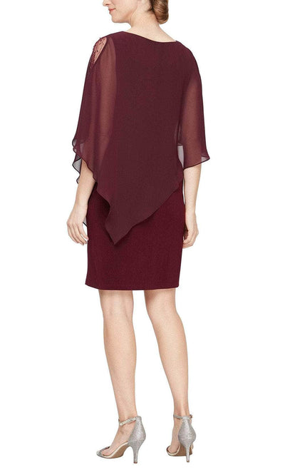 S.L. Fashions 9177437 - Beaded Cape Chiffon Dress Semi Formal